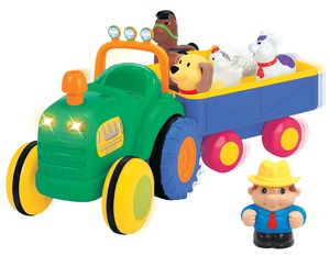 טרקטור חווה חשמלי עם 5 דמויות חיות, דובר עברית