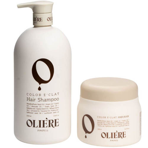 מארז שמפו + מסכה OLIERE לשיער צבוע או פגום לטיפול עמוק ושיקום השיער אולייר