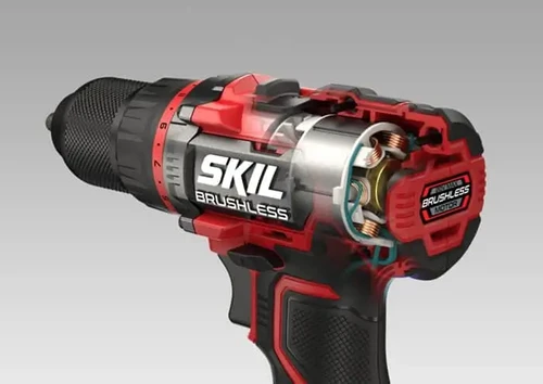 מקדחה מברגה SKIL 20V Brushless בתצוגת חתך פנימי של מנוע ללא פחמים לביצועים משופרים