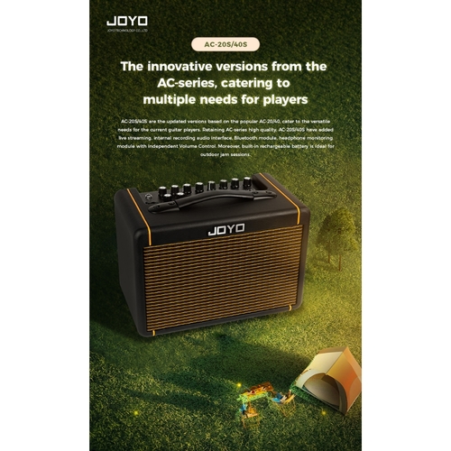 מגבר גיטרה אקוסטי JOYO AC-40S - מגבר נטען 40 וואט עם שני רמקולים 6.5 אינץ' וסוללת ליתיום מובנית, מיועד לזמרים-יוצרים והופעות חוץ