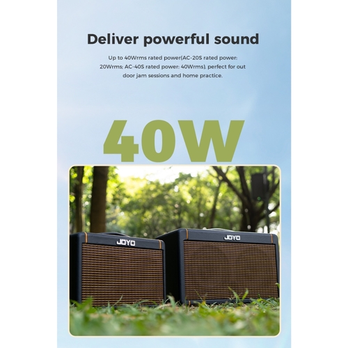 מגבר גיטרה אקוסטי JOYO AC-40S - מגבר נטען 40 וואט עם שני רמקולים 6.5 אינץ' וסוללת ליתיום מובנית, מיועד לזמרים-יוצרים והופעות חוץ