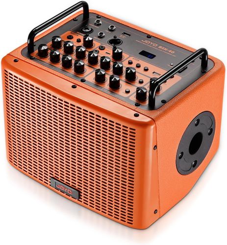 מגבר אקוסטי JOYO BSK-40 כתום - מגבר נטען 40 וואט עם בלוטות' ומכונת תופים לגיטרה אקוסטית והופעות חיות
