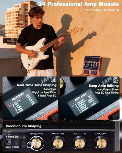 מגבר גיטרה נייד JOYO JAM BUDDY II שחור - מגבר חכם עם בלוטות', לופר ומכונת תופים לתרגול מקצועי בכל מקום
