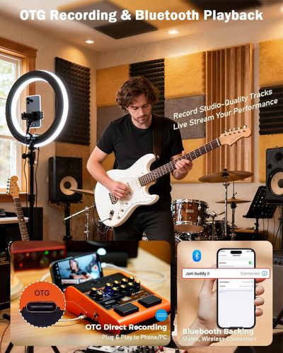 מגבר גיטרה נייד JOYO JAM BUDDY II שחור - מגבר חכם עם בלוטות', לופר ומכונת תופים לתרגול מקצועי בכל מקום