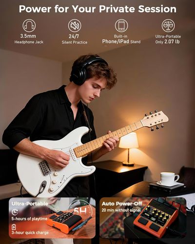 מגבר גיטרה נייד JOYO JAM BUDDY II שחור - מגבר חכם עם בלוטות', לופר ומכונת תופים לתרגול מקצועי בכל מקום