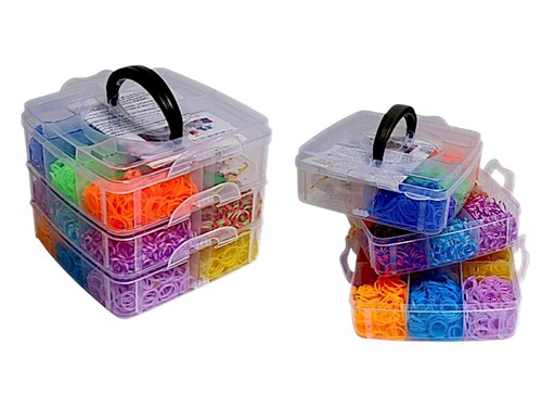 ערכת גומיות ענקית להכנת צמידים – 3,500 חלקים | מארז קומות עם ידית