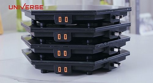 פלטת שבת מתחברת מזכוכית סט רביעייה UNIVERSE NRI-956X4 שחור