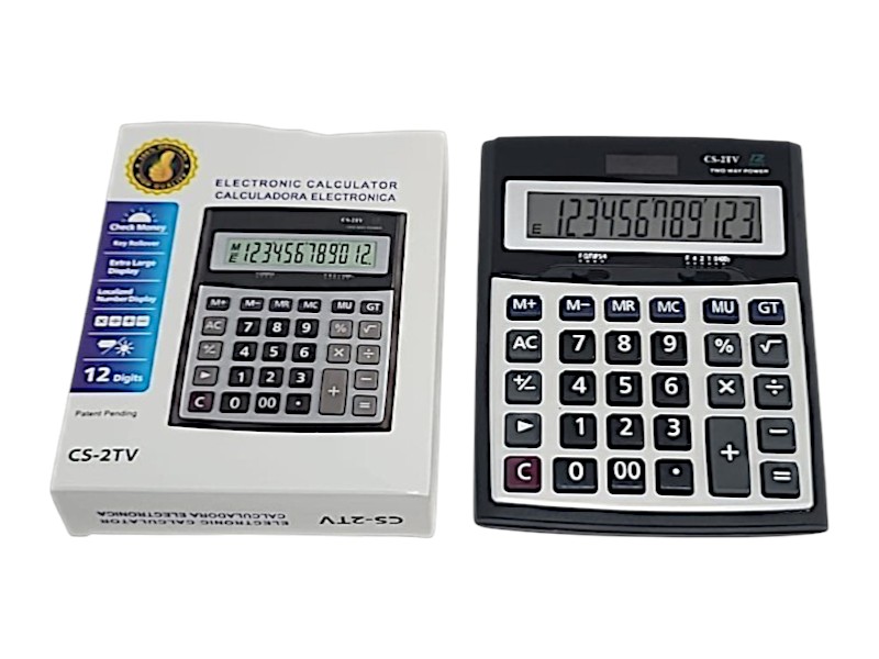 מחשבון שולחני CS-21V – תצוגת 12 ספרות | סוללה + טעינה סולארית