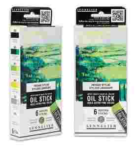 סט 6 מקלות שמן מיני | גווני נוף ירוק_Oil Sticks Stylized Landscape