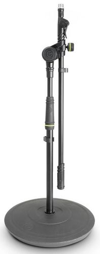מעמד מיקרופון קצר עם בסיס עגול Heavy Duty ובום טלסקופי מבית GRAVITY