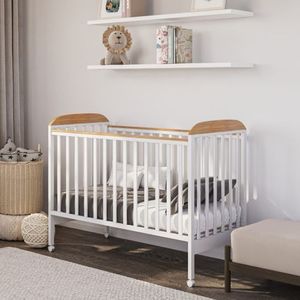 מיטת תינוק דגם פנדה כולל מעקה מעבר - לבן טבעי Snir-bebe