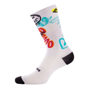 גרבי רכיבה FRIENDLY SOCK פוליאמיד לבן-צבעוני קייציים מנדפים