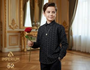 חולצה מכופתרת לילדים מבית Imperium - שחור עם לוגו
