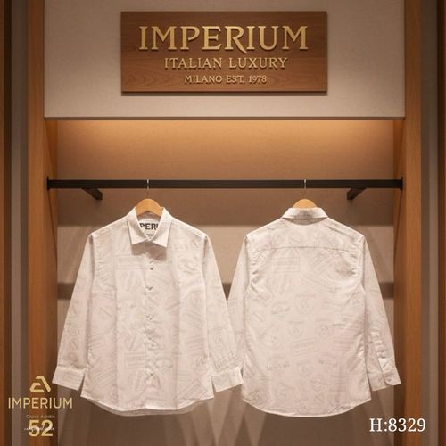 חולצה מכופתרת לילדים Imperium - לבן עם הדפס