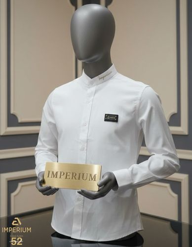 חולצה לבנה לילדים מבית Imperium - צווארון סיני וטקסטורה יוקרתית