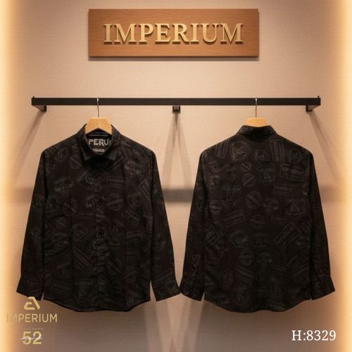 חולצת מכופתרת לילדים מבית Imperium - שחור עם הדפס לוגו