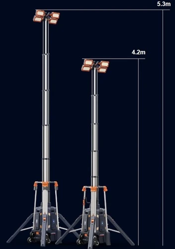 מגדל תאורה נייד TL-500 - עמוד תאורה חשמלי עם גובה עד 5.3 מטר