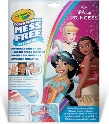 ערכת ציור ללא ליכלוך Color Wonder 18 דפים ו 4 טושים – נסיכות דיסני