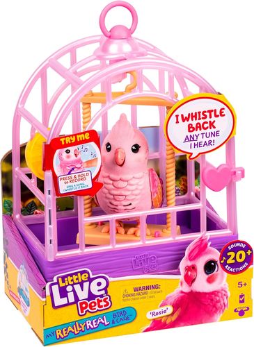 Little Live Pets: בובת תוכית אינטראקטיבית מקליטה ומשמיעה, מגיבה למגע עם למעלה מ 20 צלילים ותגובות - ורוד