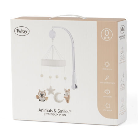 מובייל למיטת תינוק – Animals & Smiles Baby Mobile