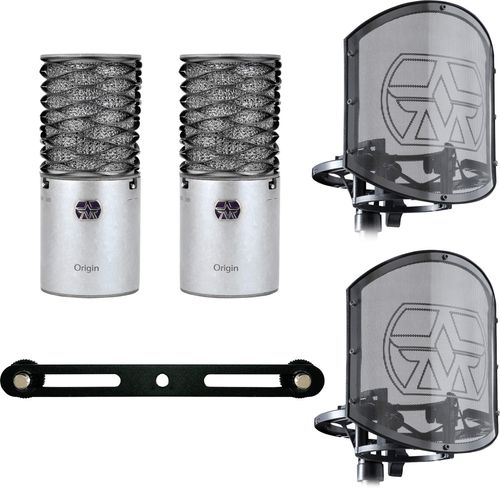 זוג מיקרופונים ORIGIN עם מגני רוח וחנוכיה מבית ASTONMICS