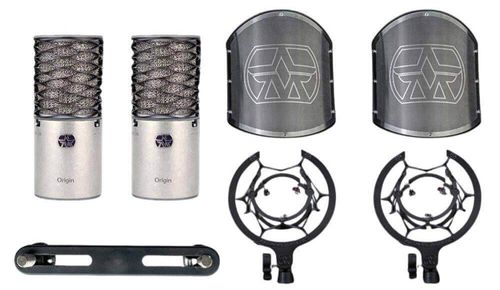 זוג מיקרופונים ORIGIN עם מגני רוח וחנוכיה מבית ASTONMICS