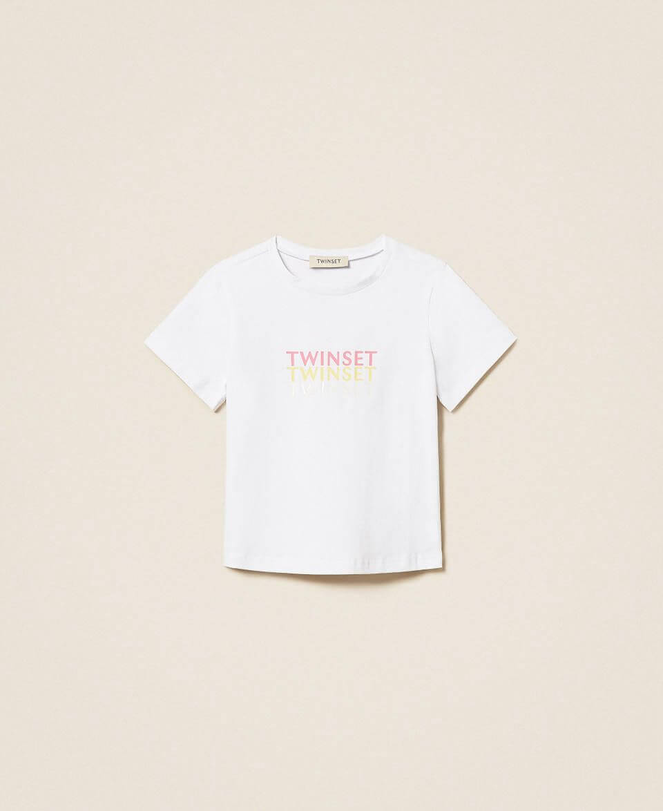 Girls’ T-shirt with multicolour logo