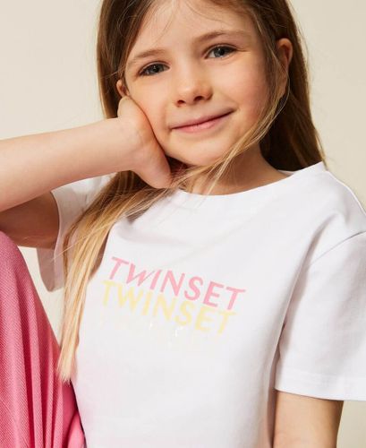 Girls’ T-shirt with multicolour logo