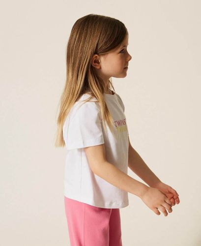 Girls’ T-shirt with multicolour logo