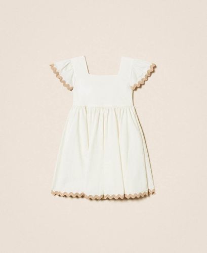 Girls' short poplin dress with embroidery