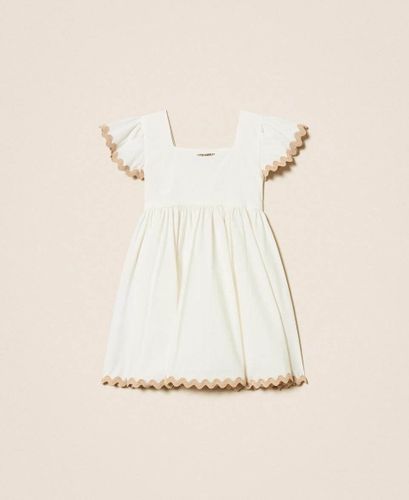 Girls' short poplin dress with embroidery