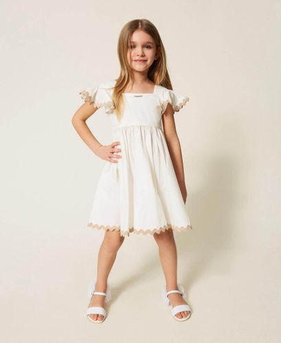 Girls' short poplin dress with embroidery