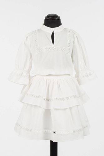 Girls’ short poplin dress with lace