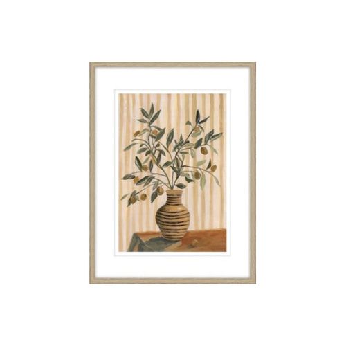 תמונת קיר מעוצבת קומפוזיציית ואזה וענפי זית