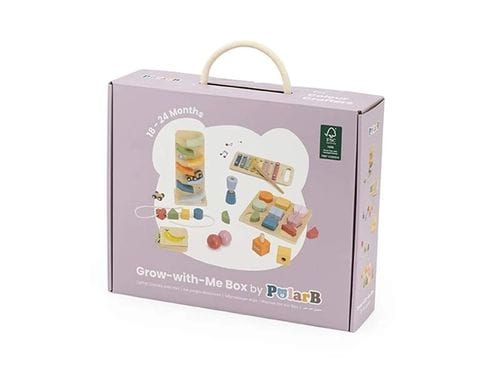 מארז 6 צעצועי התפתחות מעץ מסדרת לגדול איתי לגיל 18-24 חודשים: פאזל מבוך, פירות חיתוך ועוד PolarB