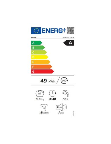מכונת כביסה 9 ק”ג מסדרה 6 Bosch WGG244ZWGR