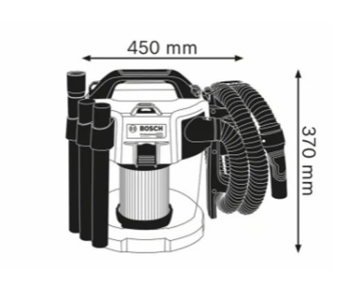 סט שואב אבק נטען רטוב/יבש + סוללה 5A +מטען BOSCH GAS 18V-10L