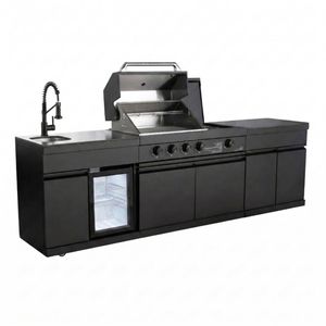 מטבח חוץ אורגון 4 מבערים + כירת צד 55200 BTU, כיור ומקרר 38L מבית G.CHEF