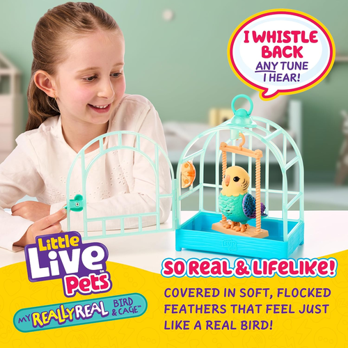 Little Live Pets: בובת תוכי אינטראקטיבי מקליט ומשמיע, מגיב למגע עם למעלה מ 20 צלילים ותגובות - תכלת/צהוב