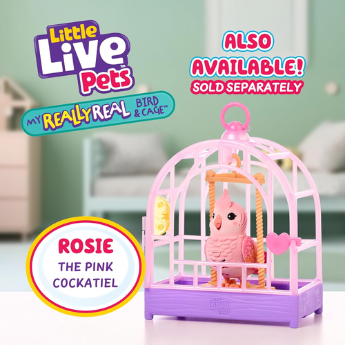 Little Live Pets: בובת תוכית אינטראקטיבית מקליטה ומשמיעה, מגיבה למגע עם למעלה מ 20 צלילים ותגובות - ורוד