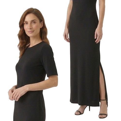 שמלת מקסי עם שסע שרוול מרפק | S-XL | דגם אלה חלק