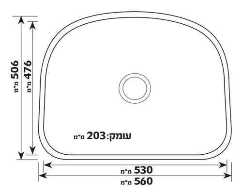 כיור בודד נירוסטה שוני אילת GD-5651F 60 מידה 56X51