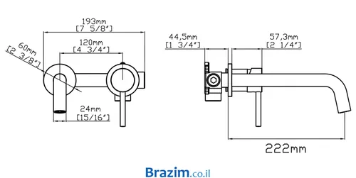 אינטרפוץ רחצה כולל גוף B015A-GM גרפיט