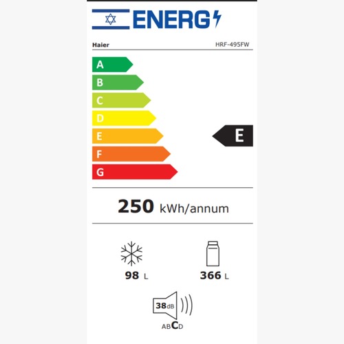 מקרר מקפיא עליון 2 דלתות 464 ליטר Haier HRF 495FW עם התקן שבת מובנה