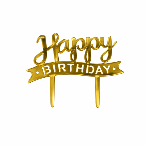 טופר מיני באנר HAPPY BIRTHDAY זהב 5 יחידות באריזה