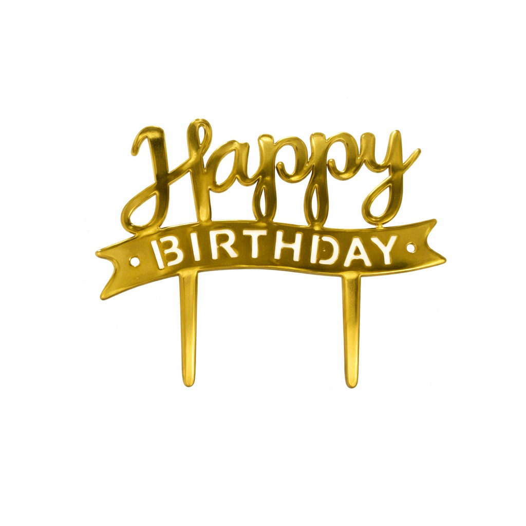 טופר מיני באנר HAPPY BIRTHDAY זהב 5 יחידות באריזה