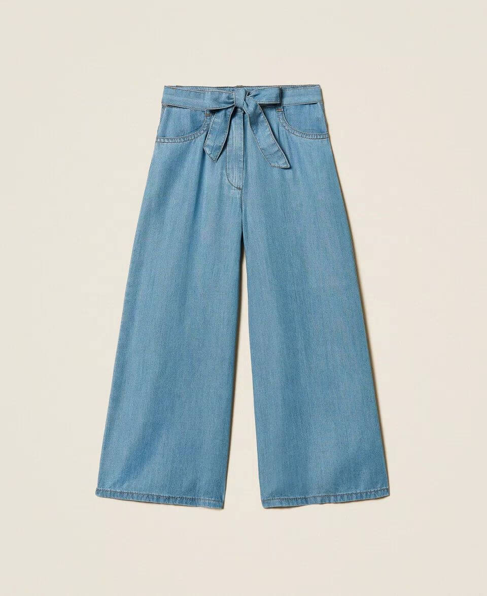 Girls’ wide-leg jeans with belt