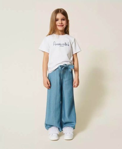 Girls’ wide-leg jeans with belt