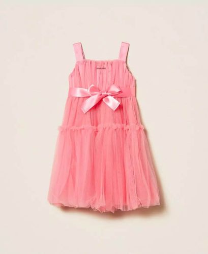 Girls' short tulle dress with belt