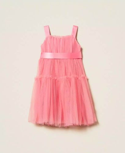 Girls' short tulle dress with belt